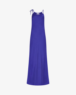 Gathered Neck Bias Dress - Violet Blue