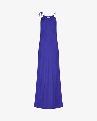 Gathered Neck Bias Dress - Violet Blue SERENA BUTE