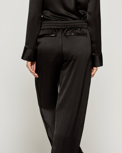 Satin Relaxed Jogger with Zip Pockets - Black SERENA BUTE
