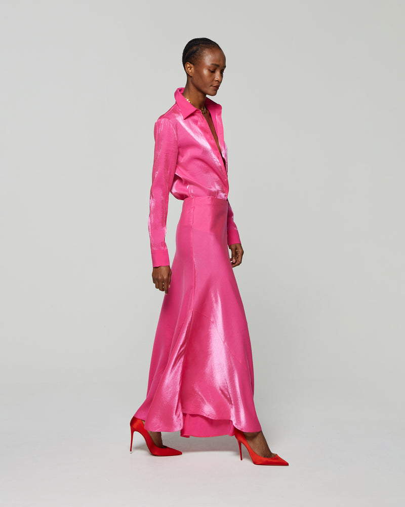 Bias Maxi Skirt - Fluro Pink picture #4