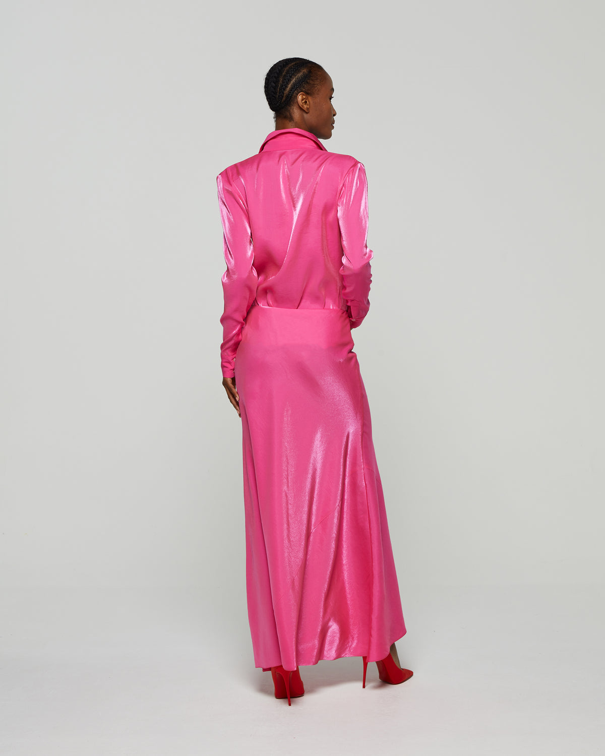 Bias Maxi Skirt - Fluro Pink
