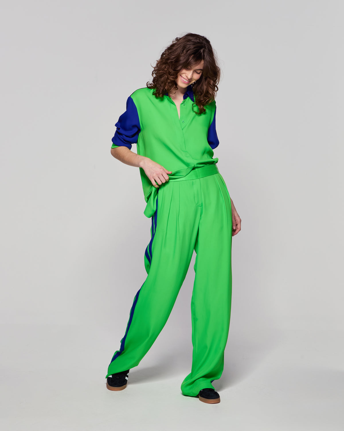 Boyfriend Trouser '24 - Bright Green/Cobalt Blue