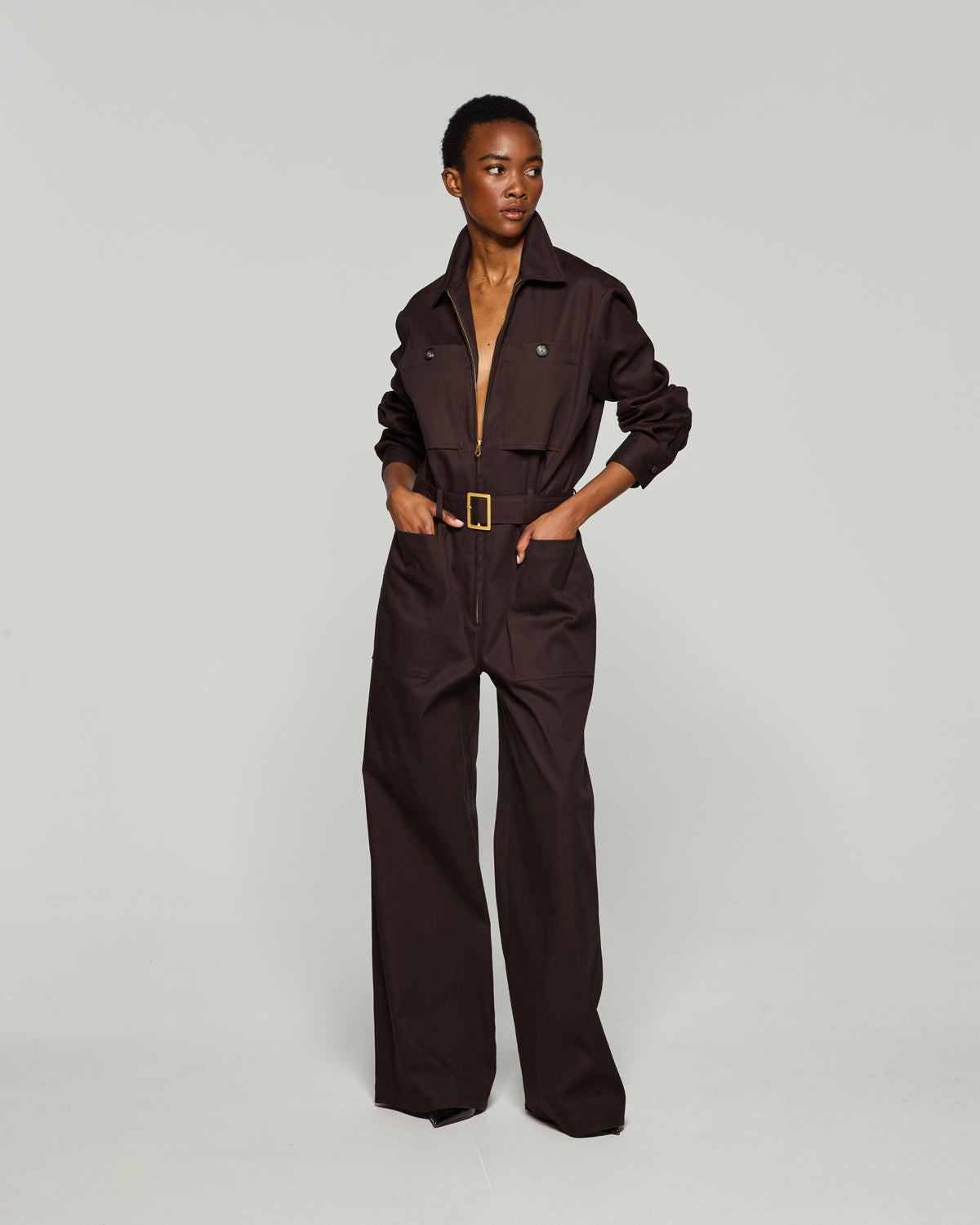 Cargo Jumpsuit - Chocolate Brown