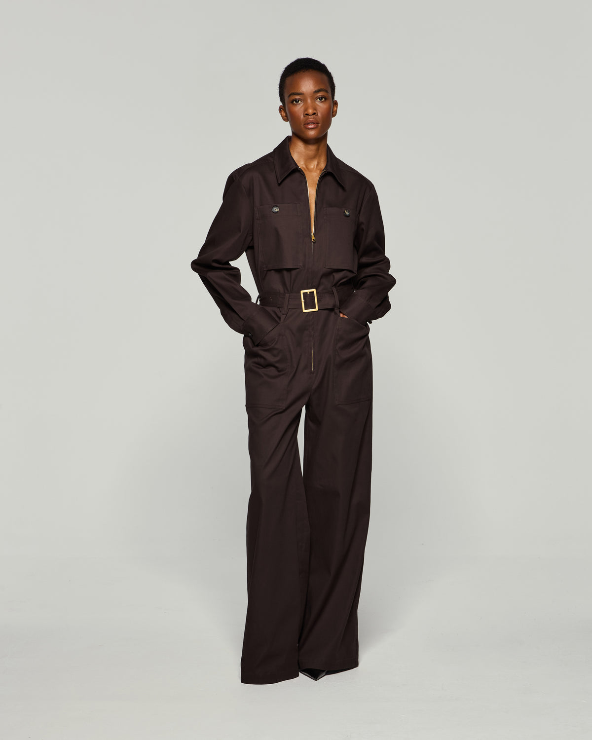 Cargo Jumpsuit - Chocolate Brown