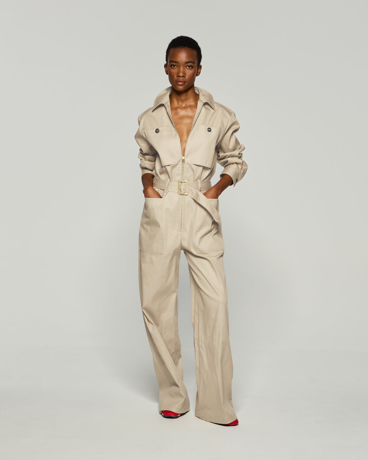 Cargo Jumpsuit - Ecru