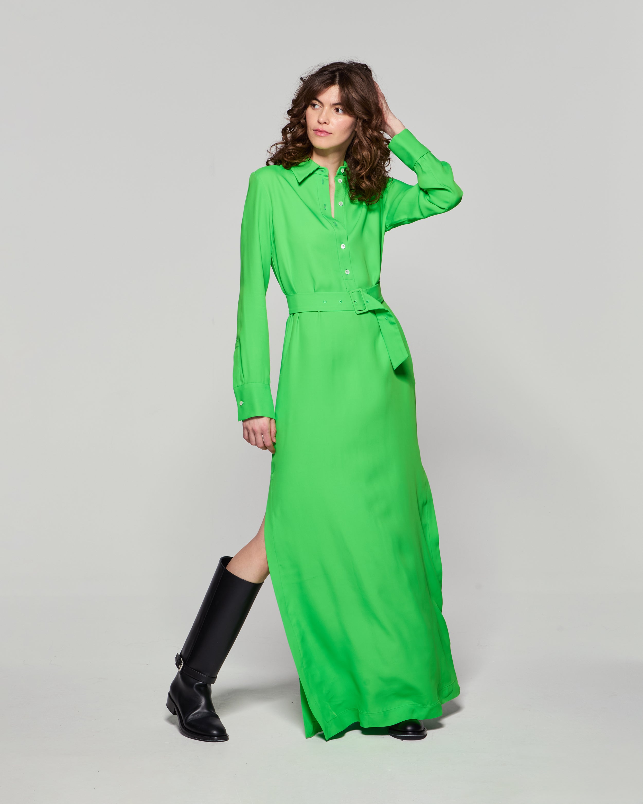 Classic Shirt Dress - Bright Green