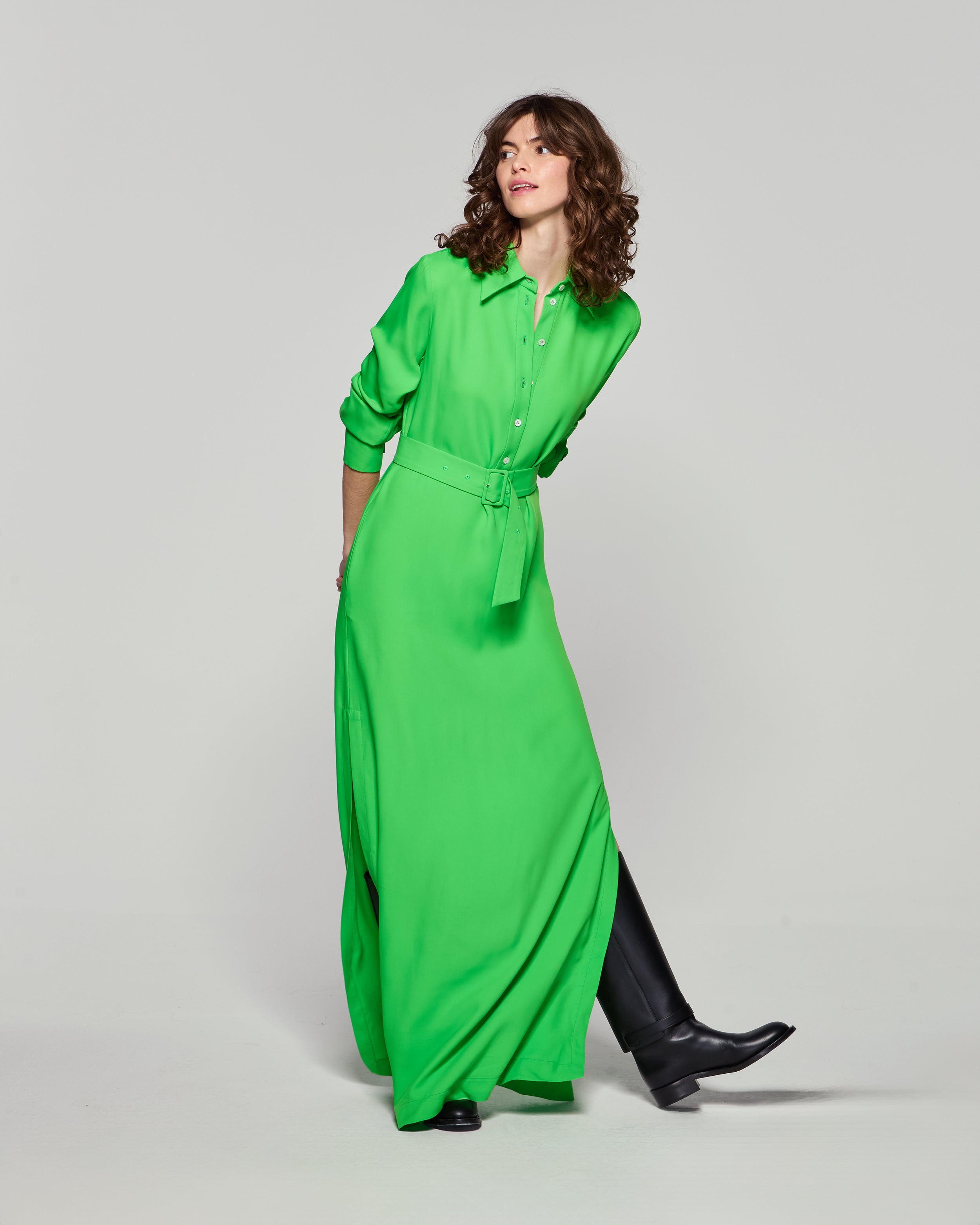 Classic Shirt Dress - Bright Green