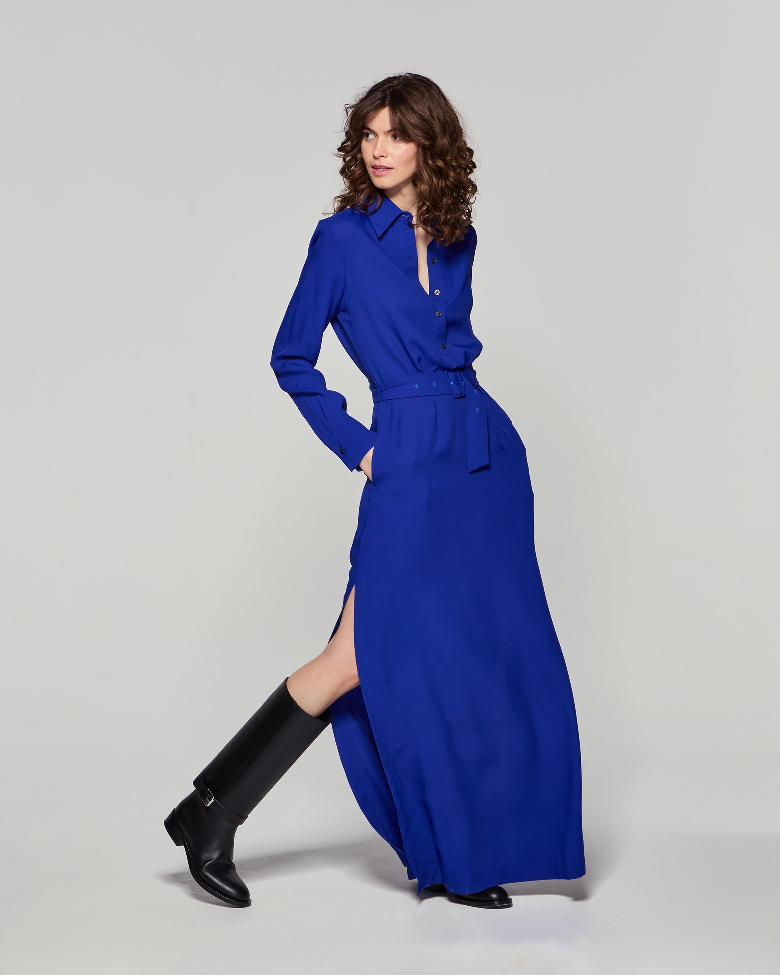 Classic Shirt Dress - Cobalt Blue