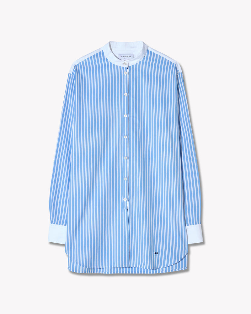 Collarless Shirt - Blue/White Stripe picture #2