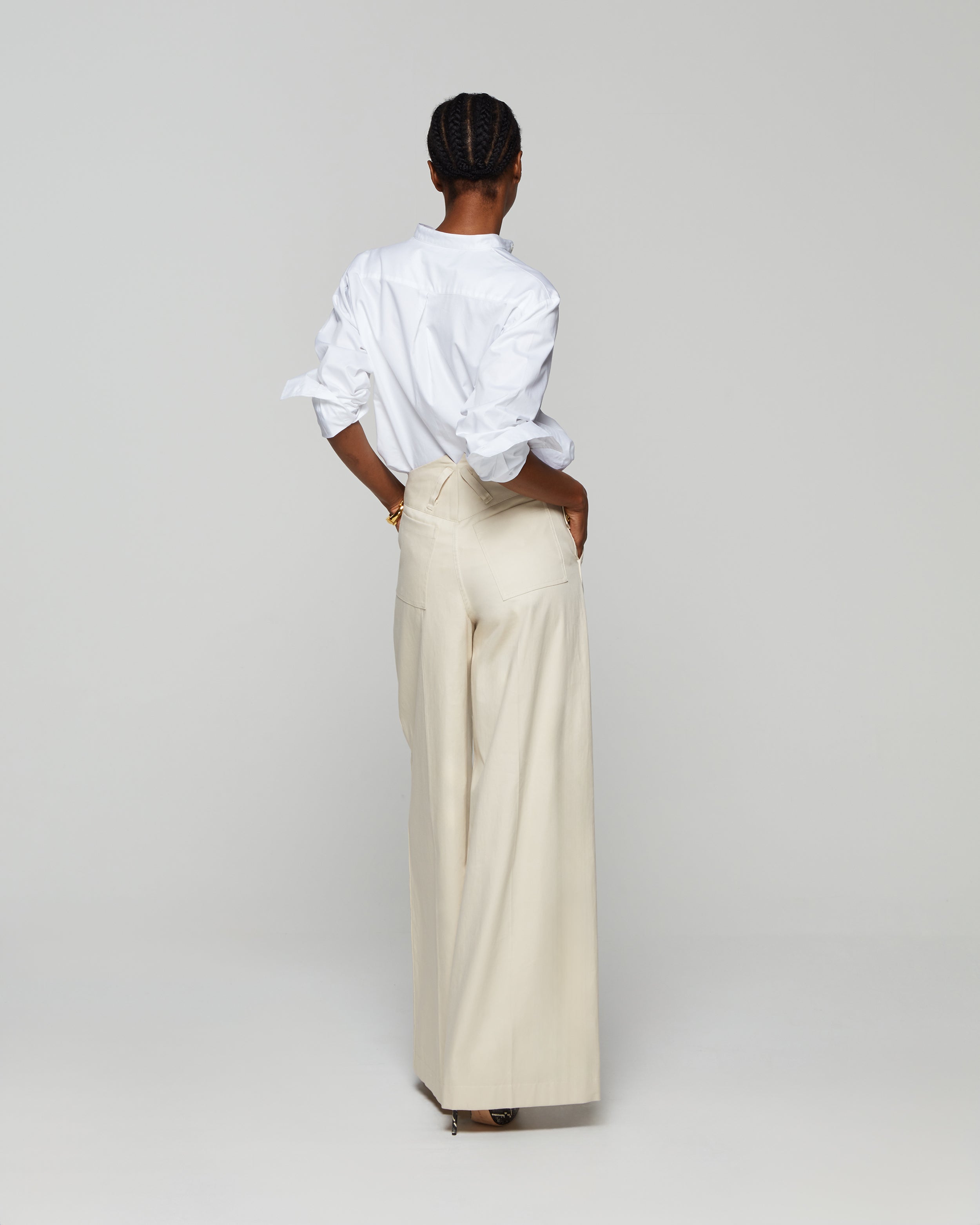 Slouchy Wide Leg Trouser - Ecru