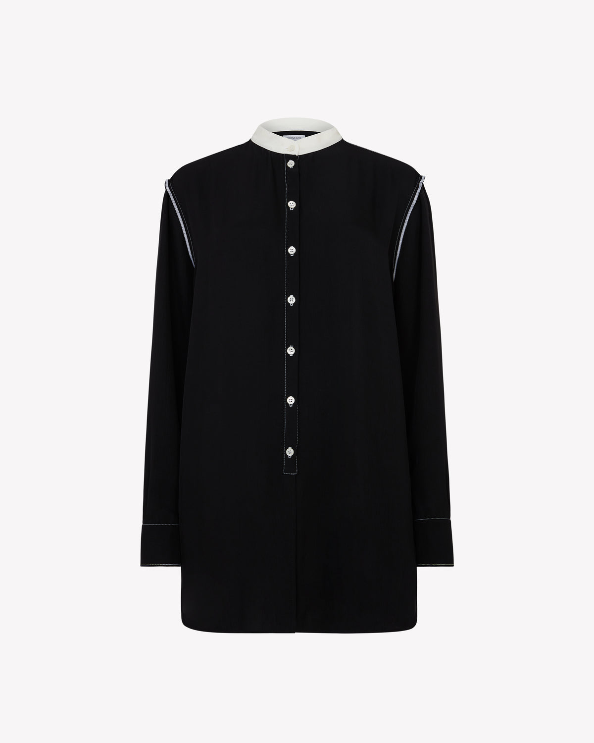 Collarless Shirt - Black SERENA BUTE