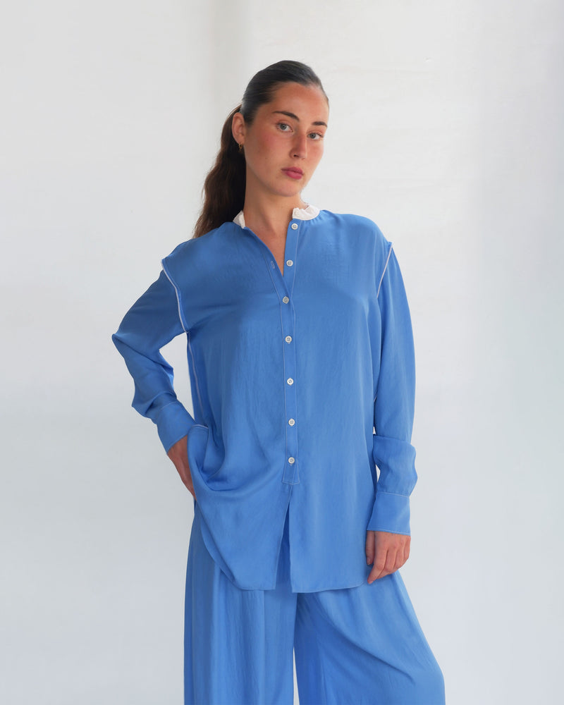 Collarless Shirt - Riviera Blue picture #2
