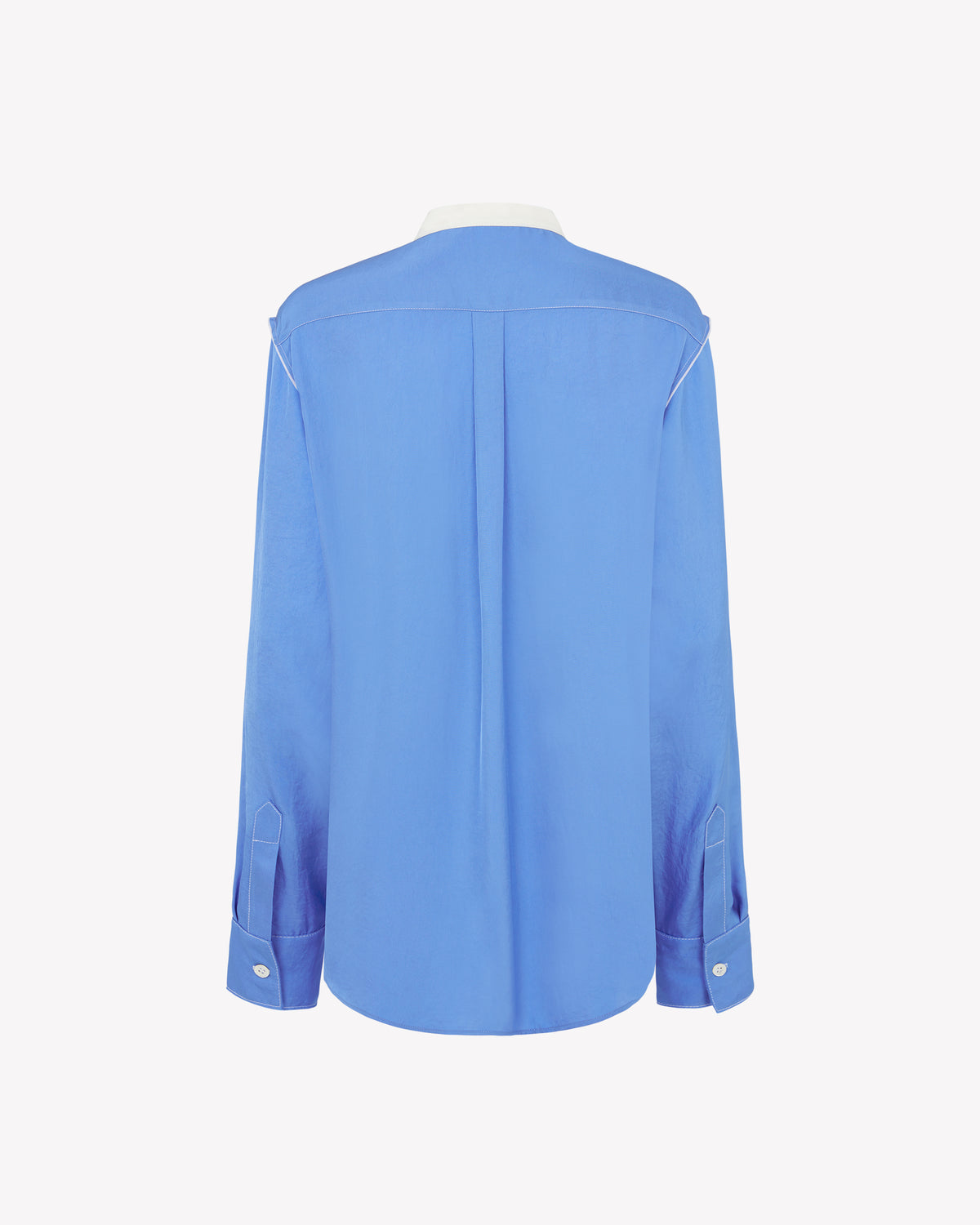 Collarless Shirt - Riviera Blue SERENA BUTE