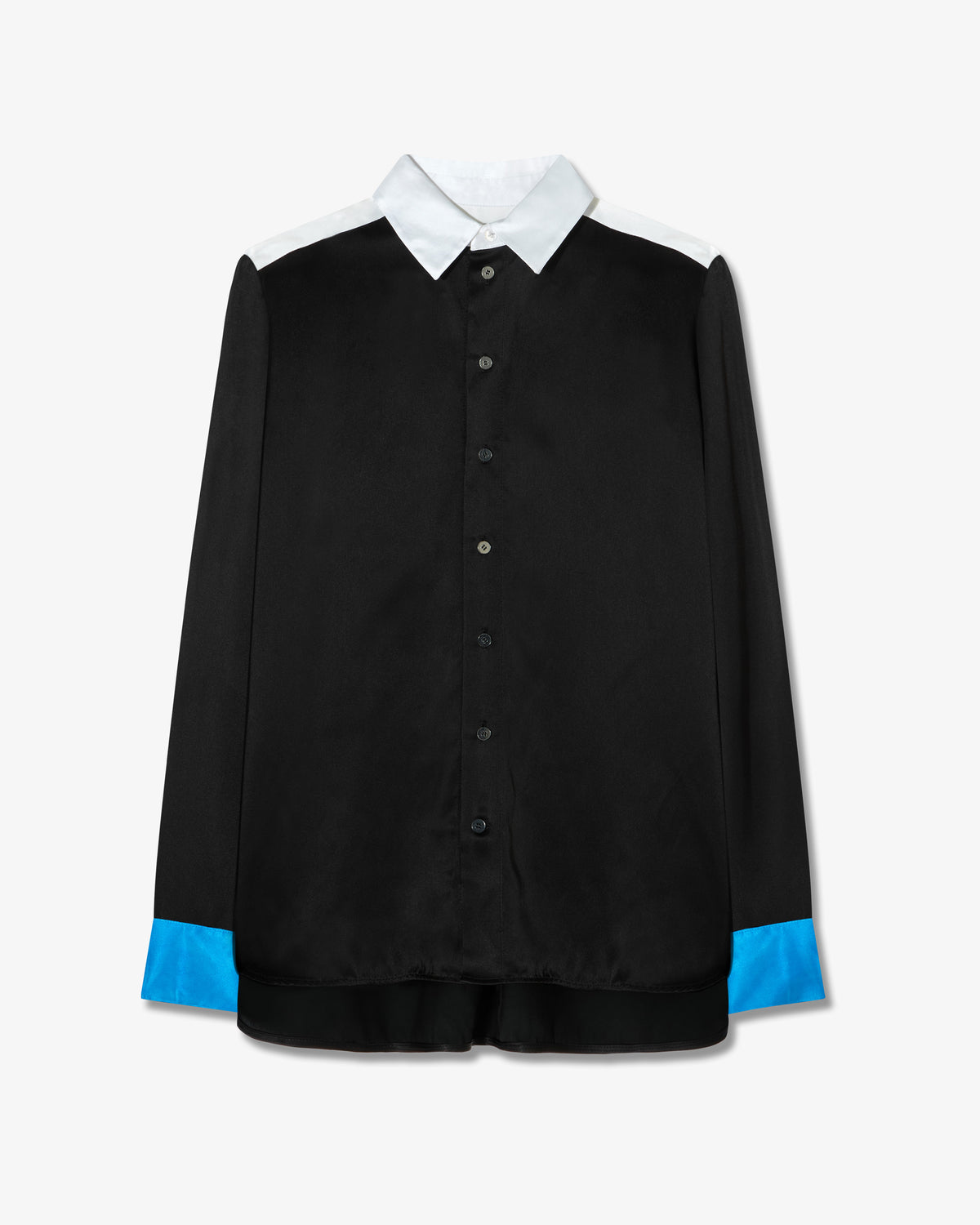 Satin Colour Block Shirt - Black