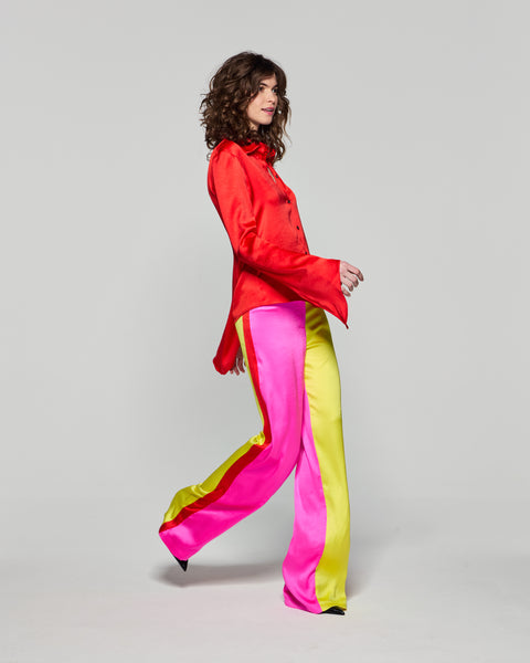 Serena Bute London Colour Block Trouser - Bright Pink/Yellow