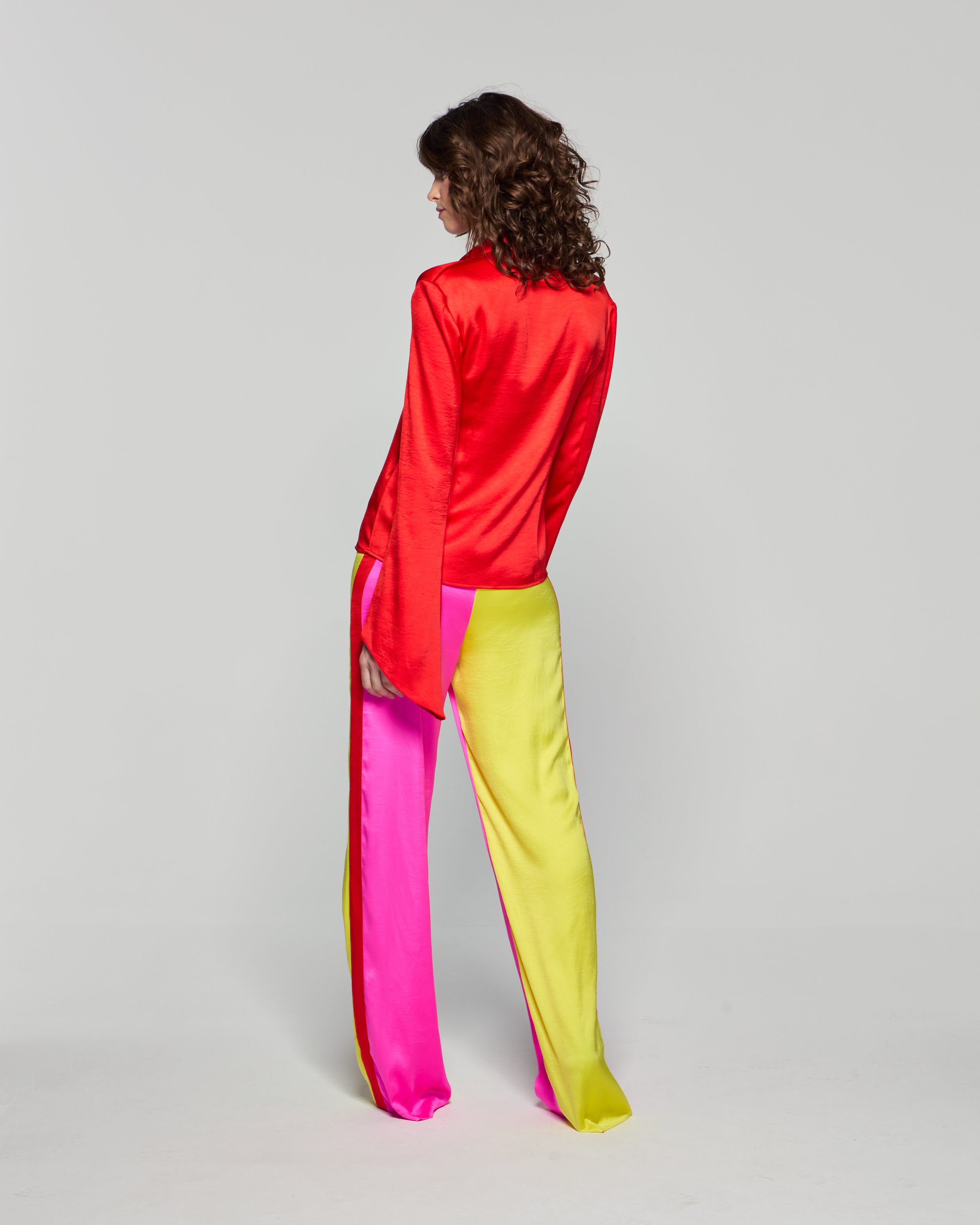 Colour Block Trouser - Bright Pink/Yellow/Red