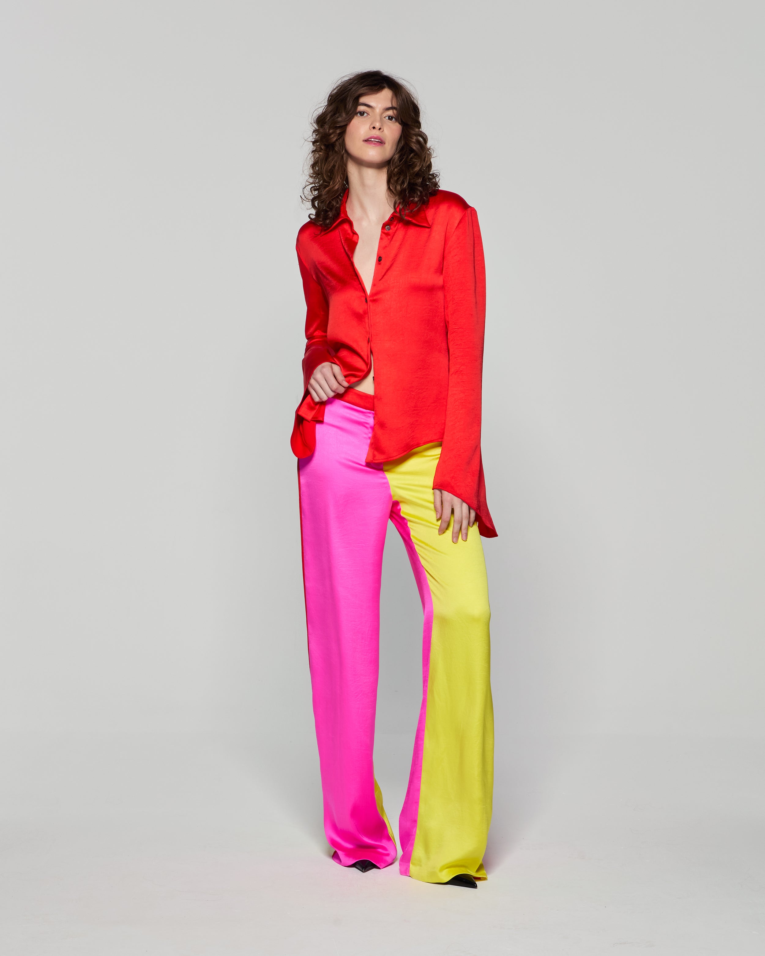 Colour Block Trouser - Bright Pink/Yellow/Red