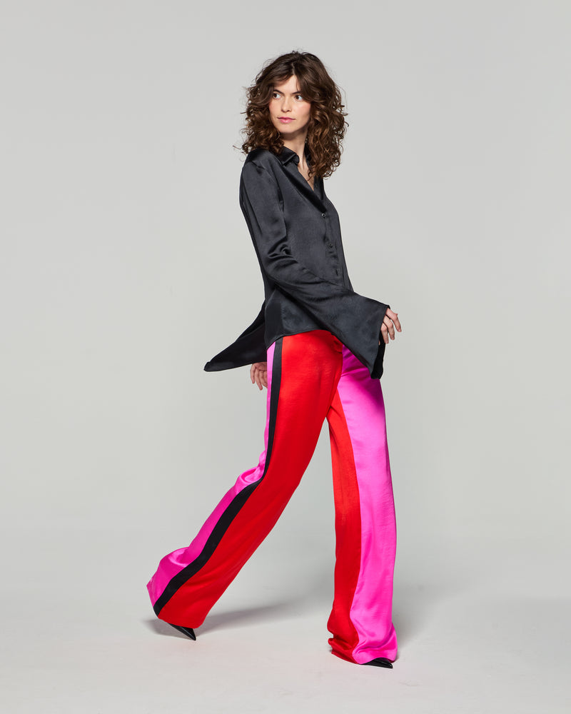 Colour Block Trouser - Bright Red/Pink/Black picture #1