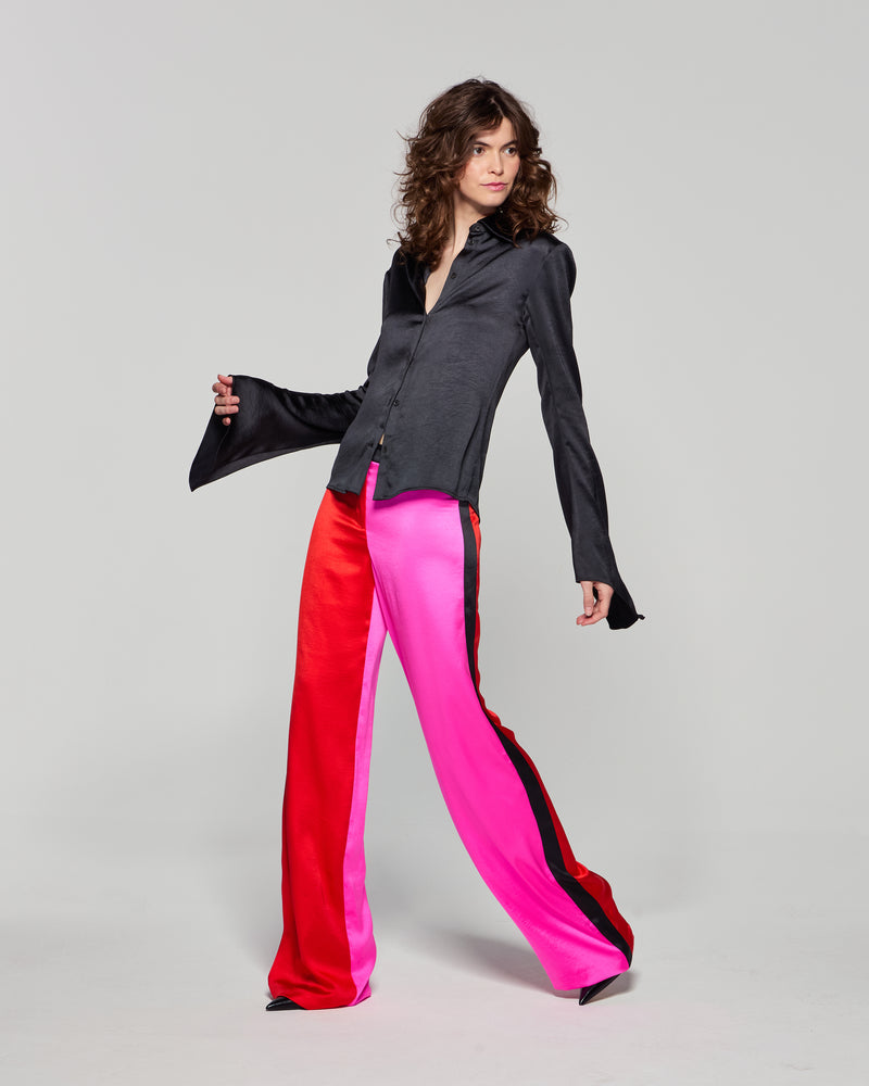 Colour Block Trouser - Bright Red/Pink/Black picture #3