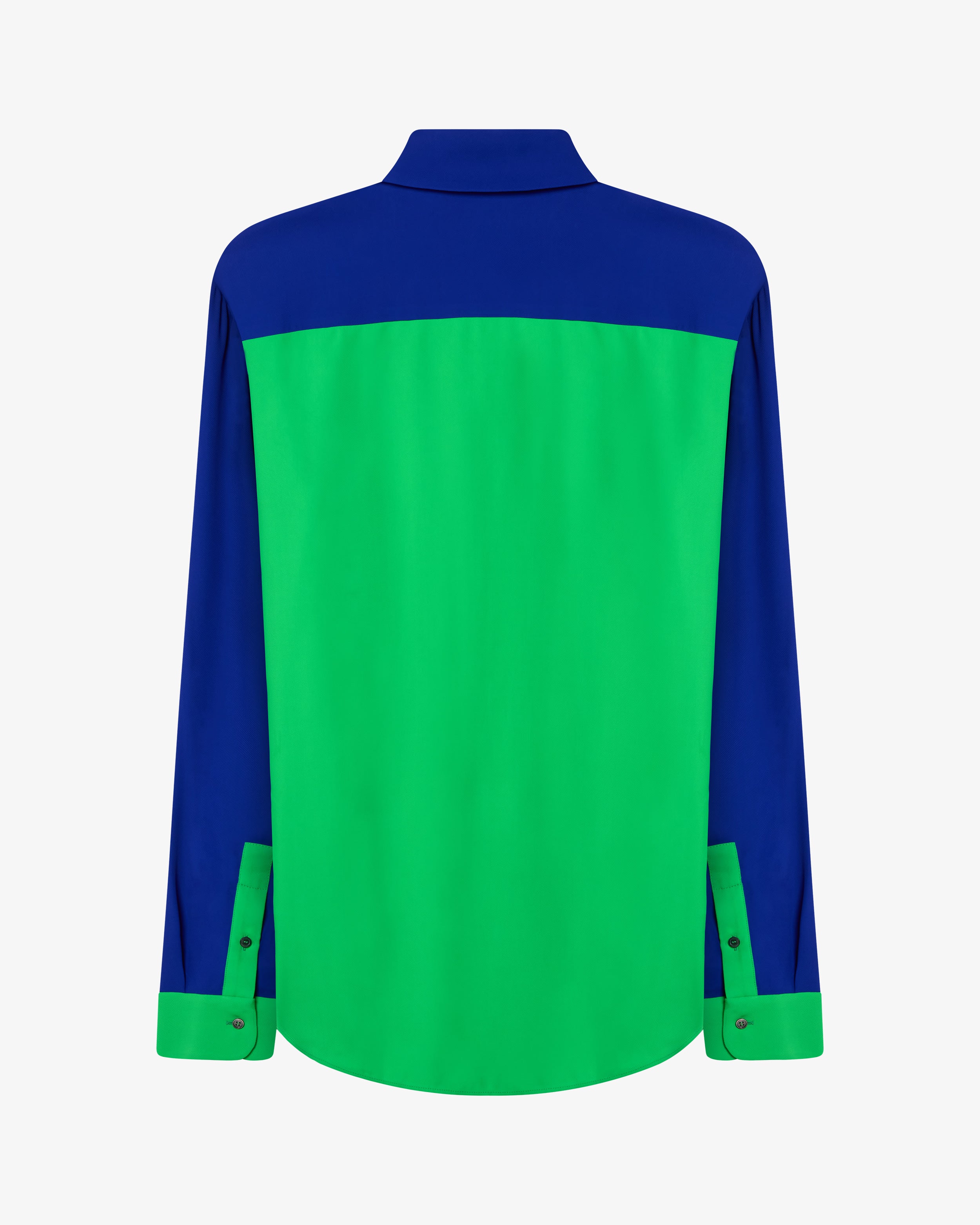 Colour Block Boyfriend Shirt - Bright Green/Cobalt Blue