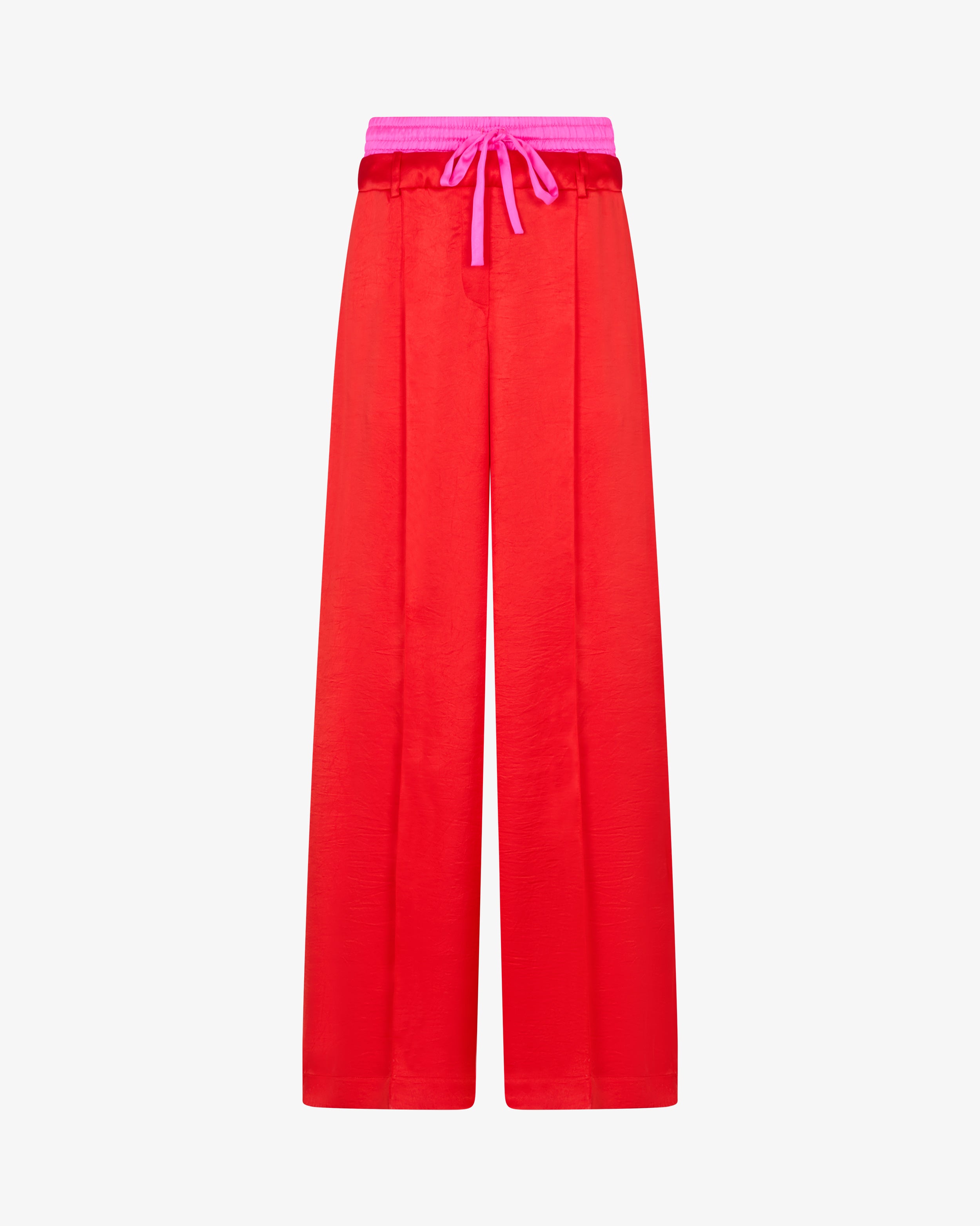 Double Waistband Relaxed Jogger - Bright Red/Pink