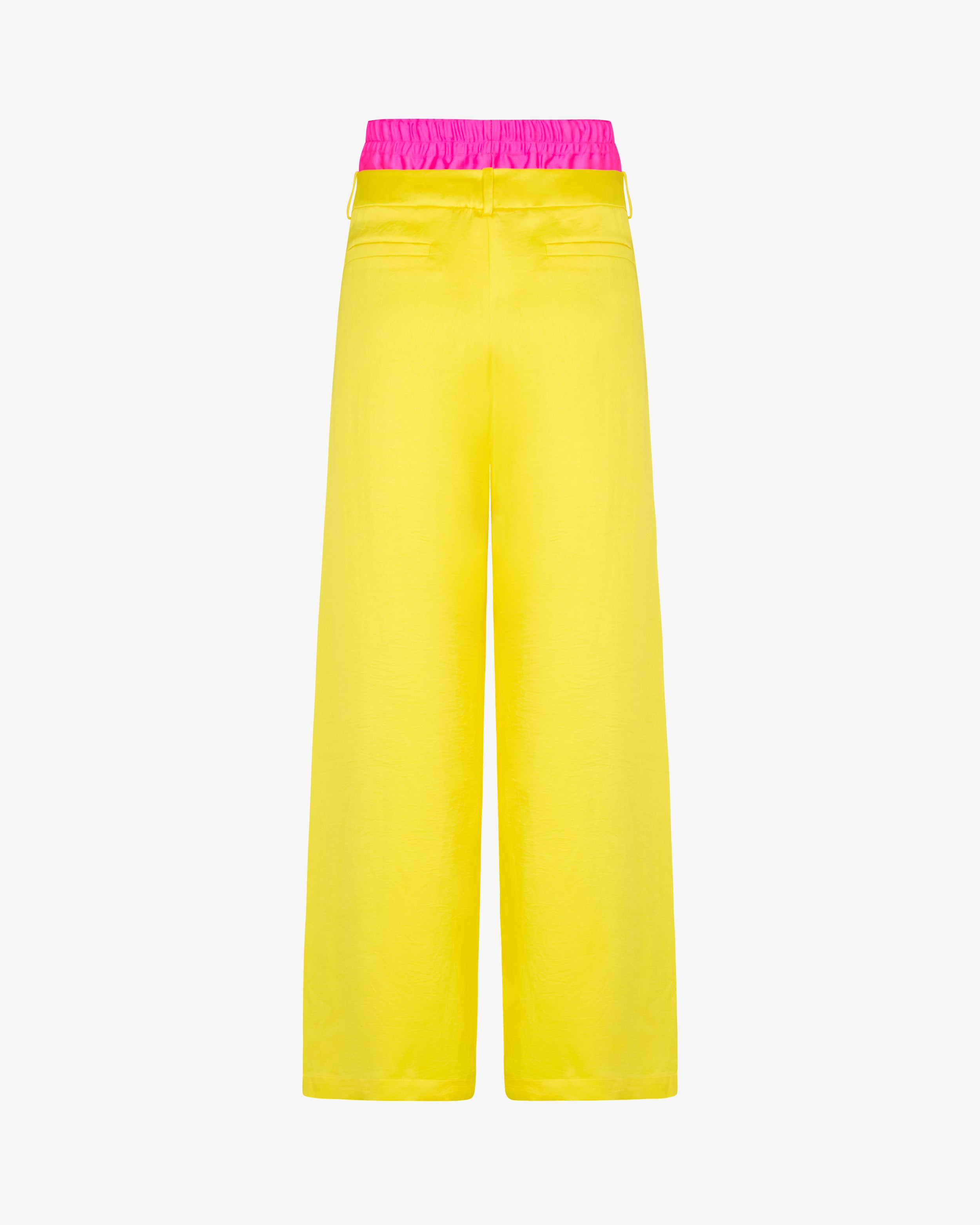 Double Waistband Relaxed Jogger - Bright Yellow/Pink