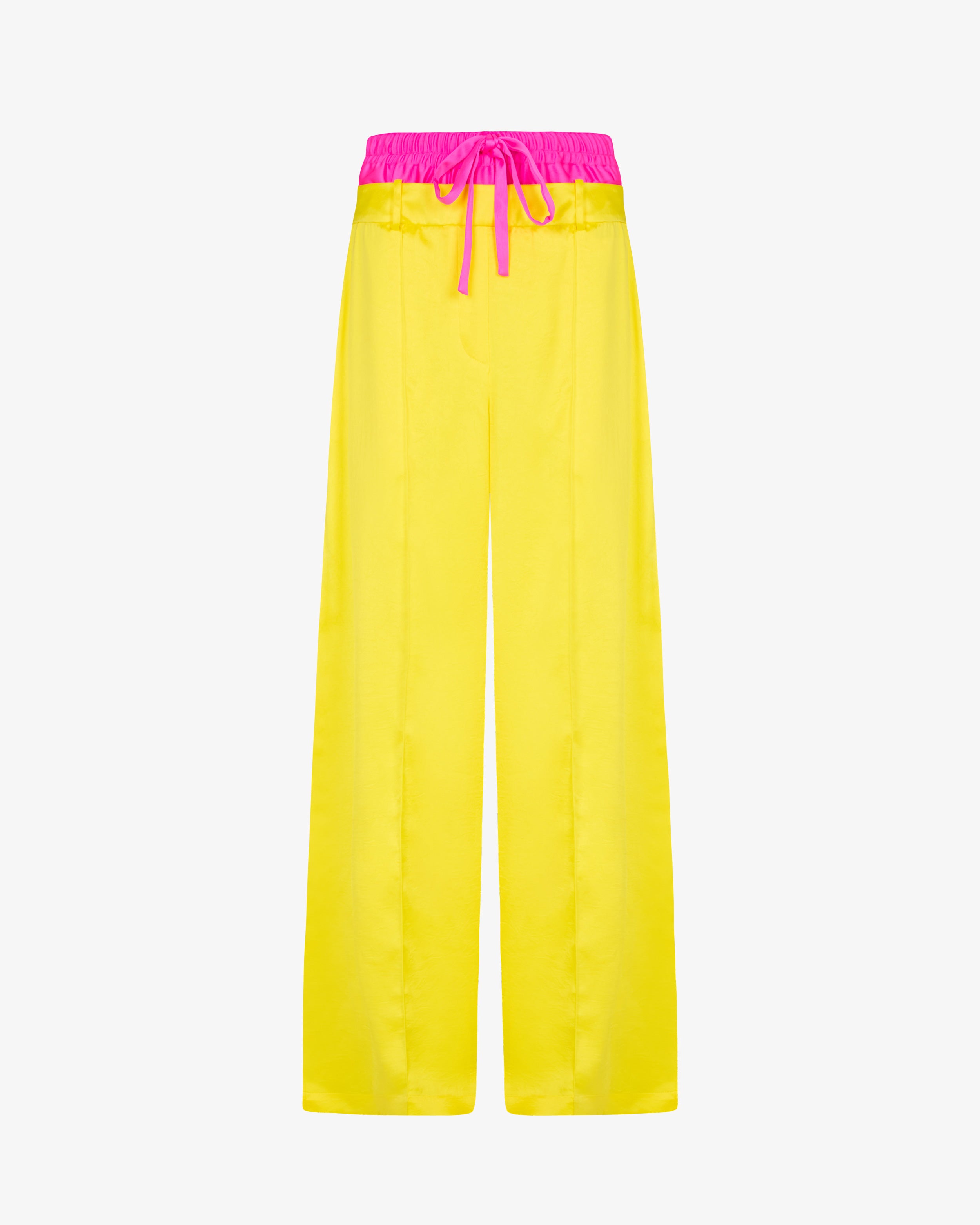 Double Waistband Relaxed Jogger - Bright Yellow/Pink