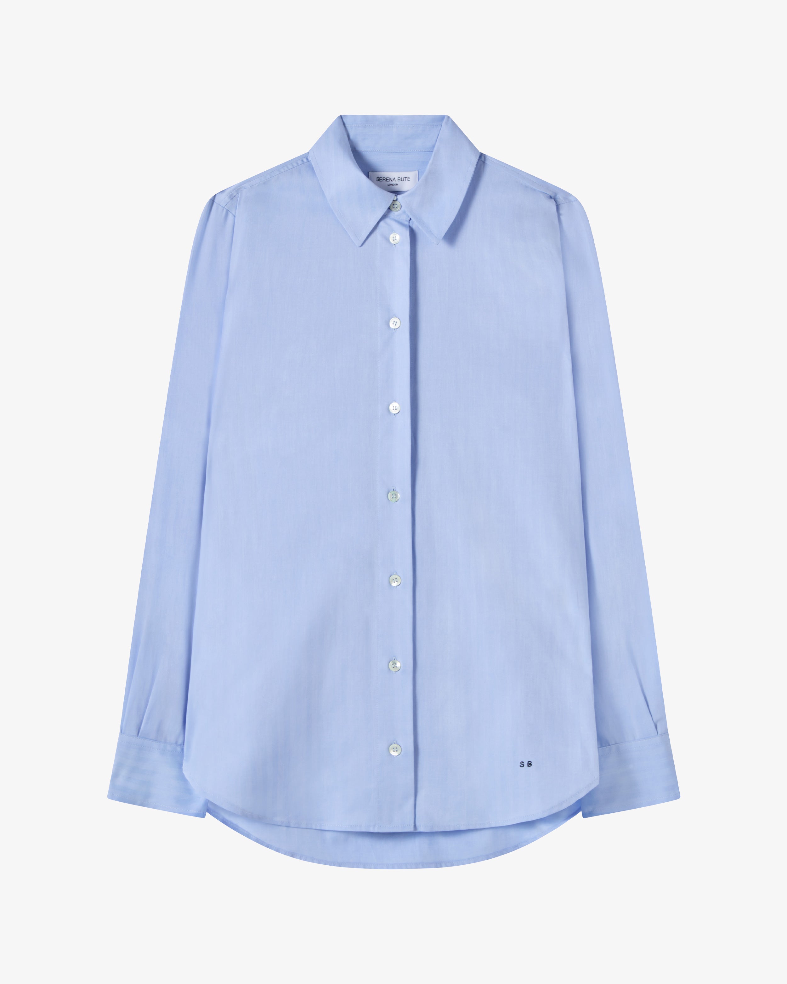 Cotton Classic Shirt - Blue Herringbone