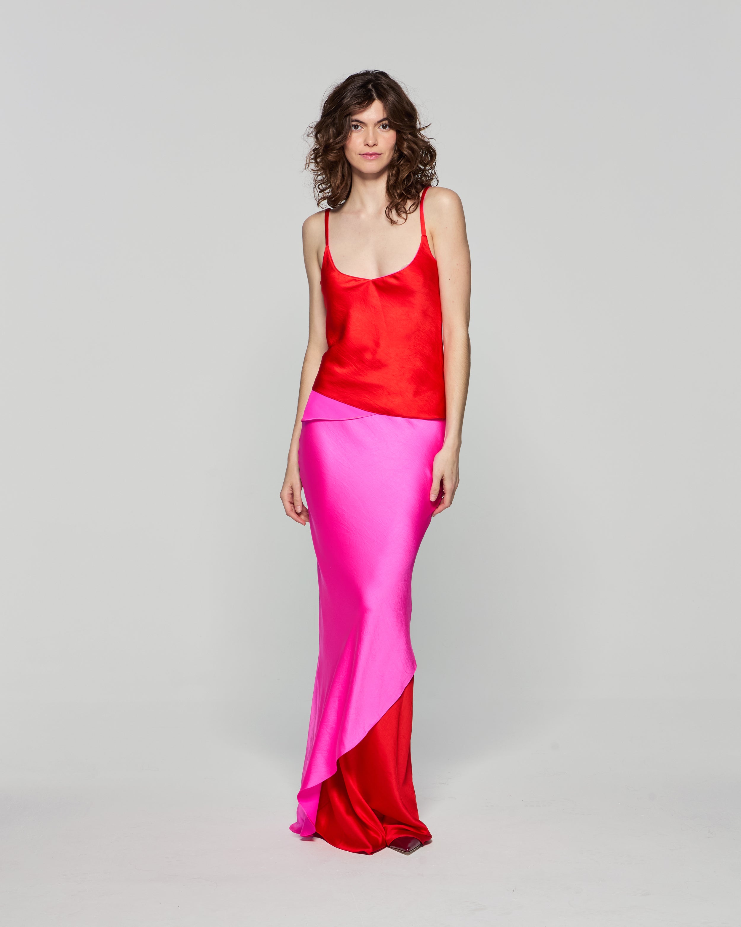 Serena Bute London Double Layer Maxi Skirt Bright Pink Red for Women Ladies SERENA BUTE