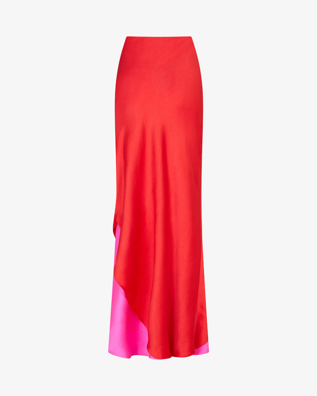 Double Layer Maxi Skirt - Bright Red/Pink