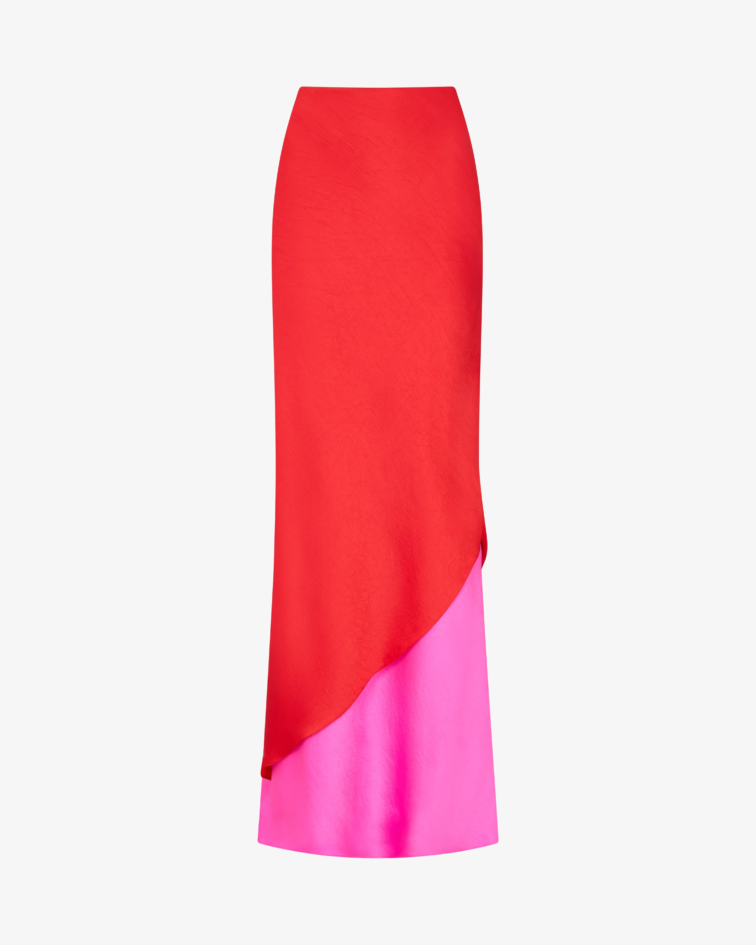 Double Layer Maxi Skirt - Bright Red/Pink