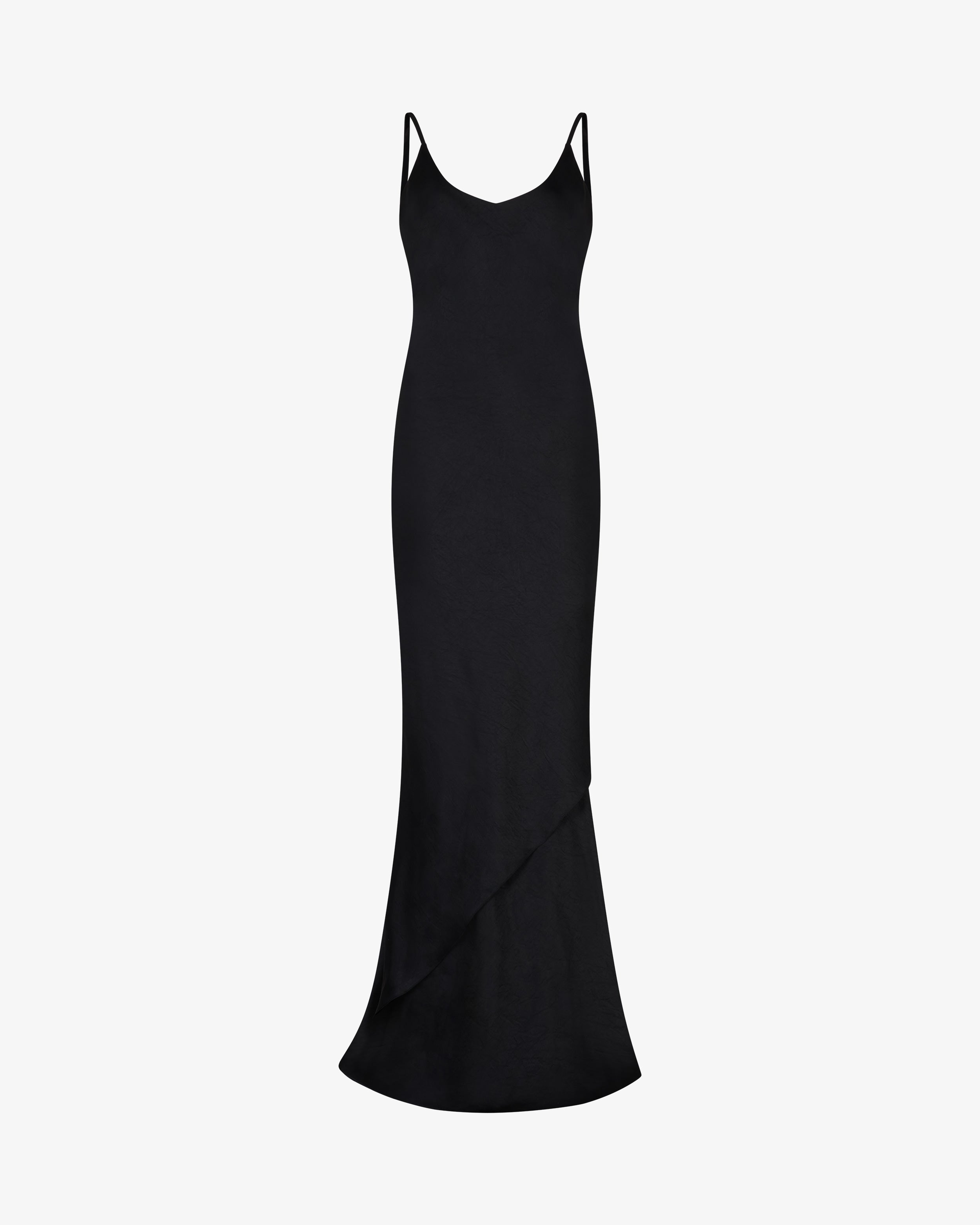 Double Layer Slip Dress - Black