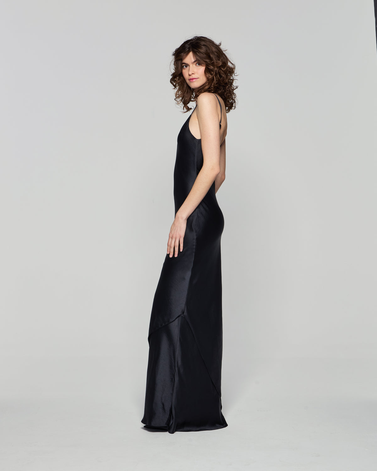 Double Layer Slip Dress - Black