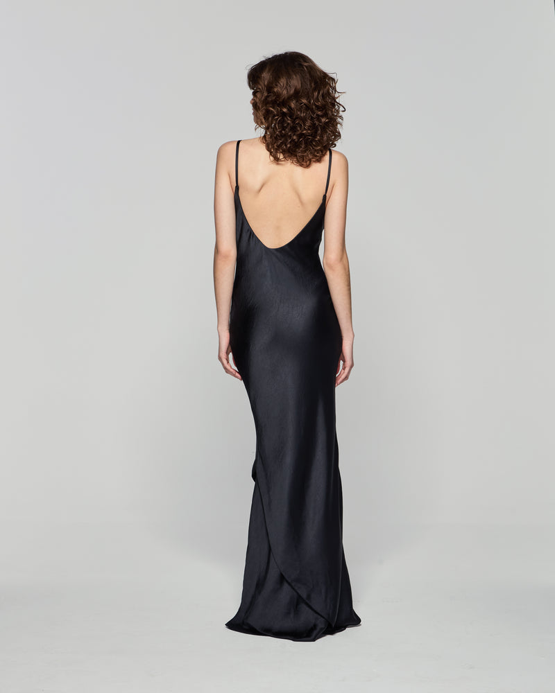 Double Layer Slip Dress - Black picture #4