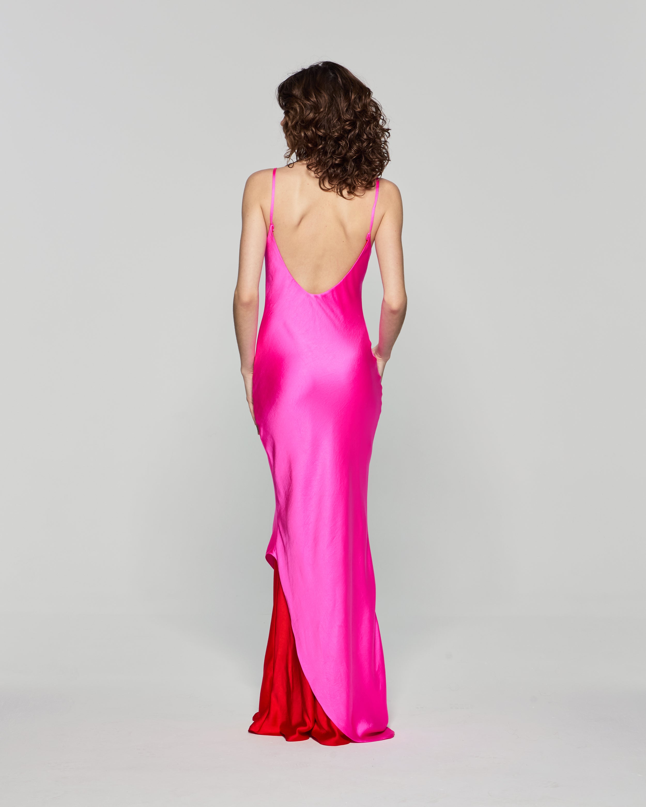 Double Layer Slip Dress - Bright Pink/Red