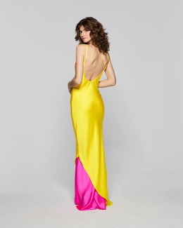 Double Layer Slip Dress - Bright Yellow/Pink