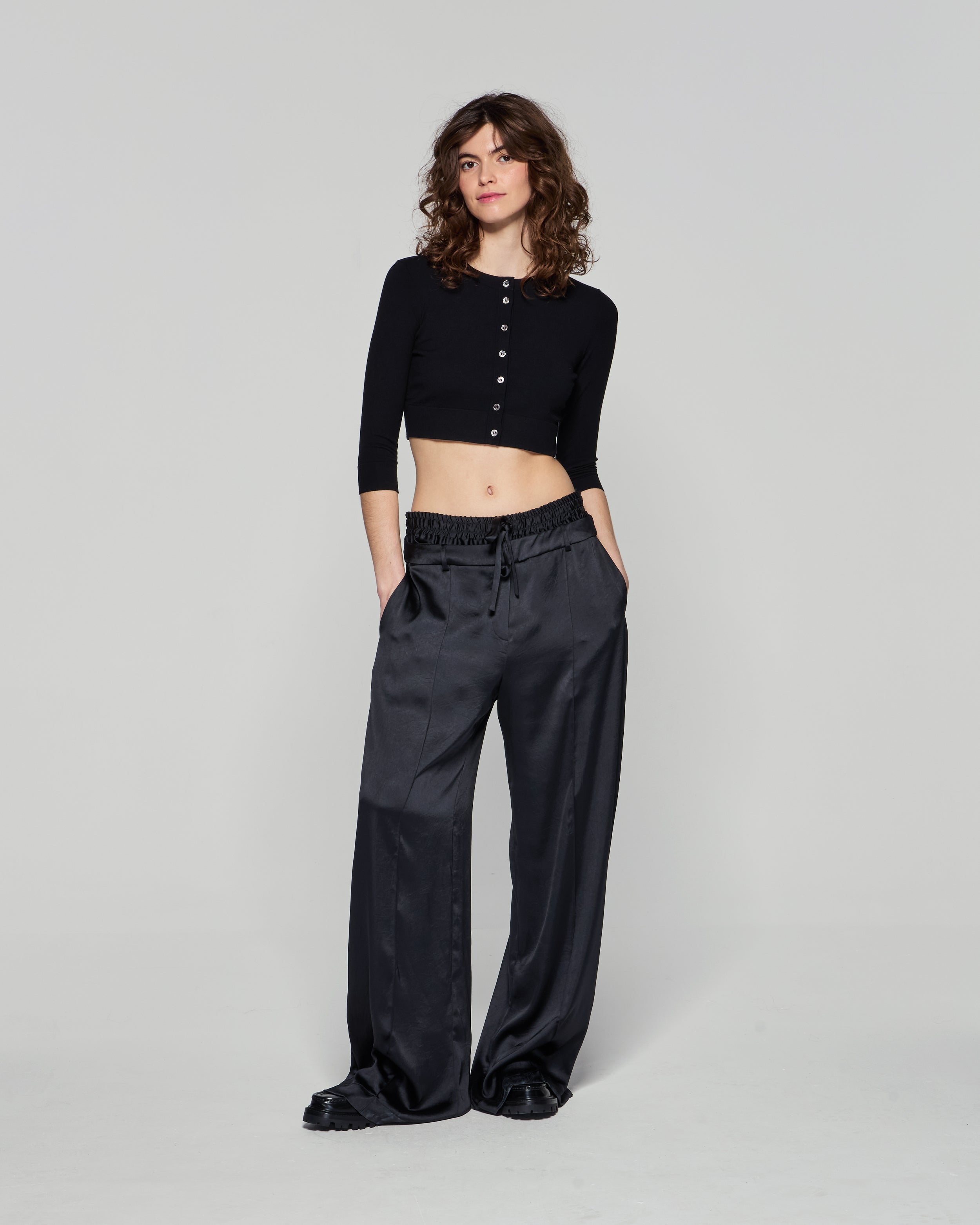 Double Waistband Relaxed Jogger - Black