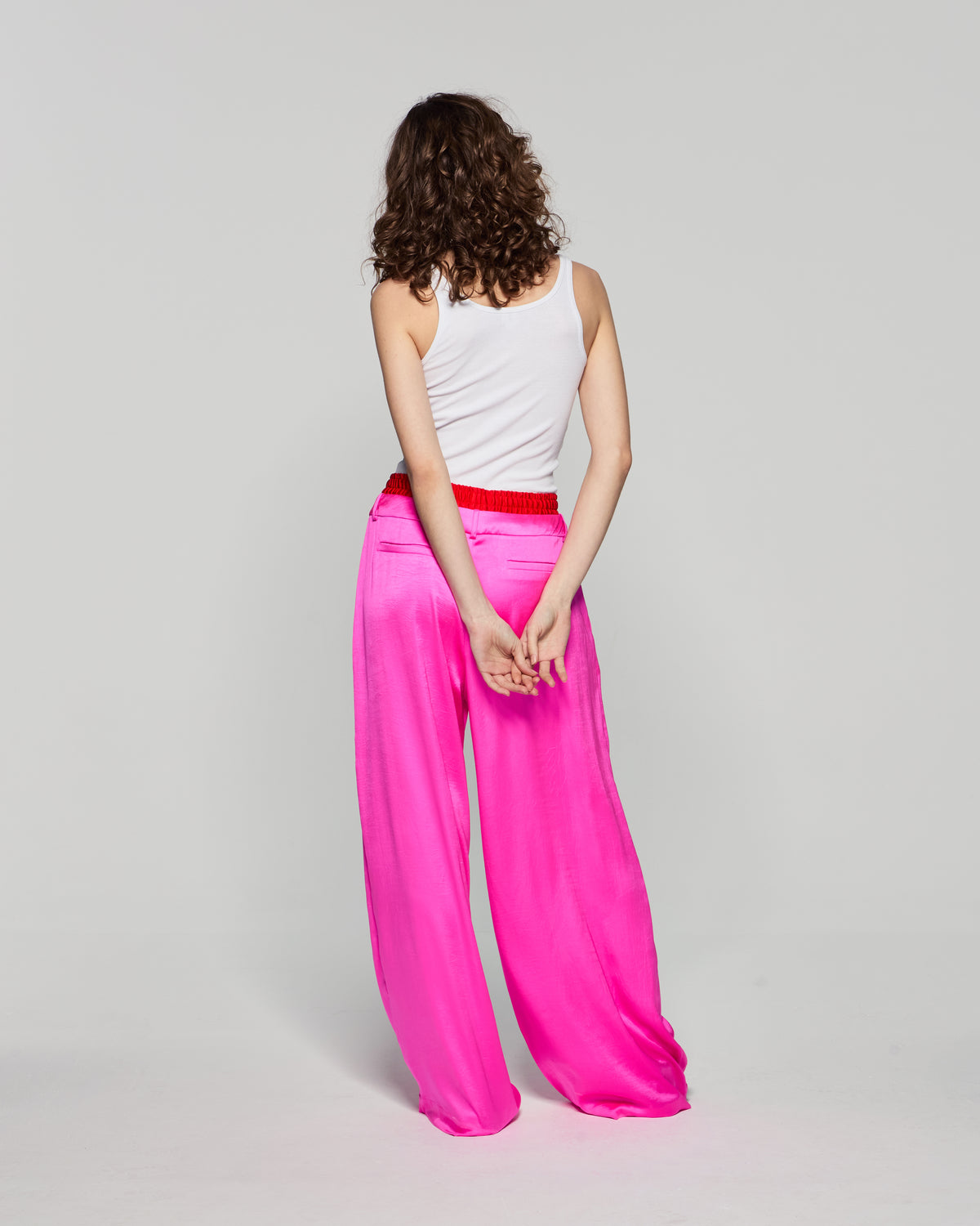 Double Waistband Relaxed Jogger - Bright Pink/Red