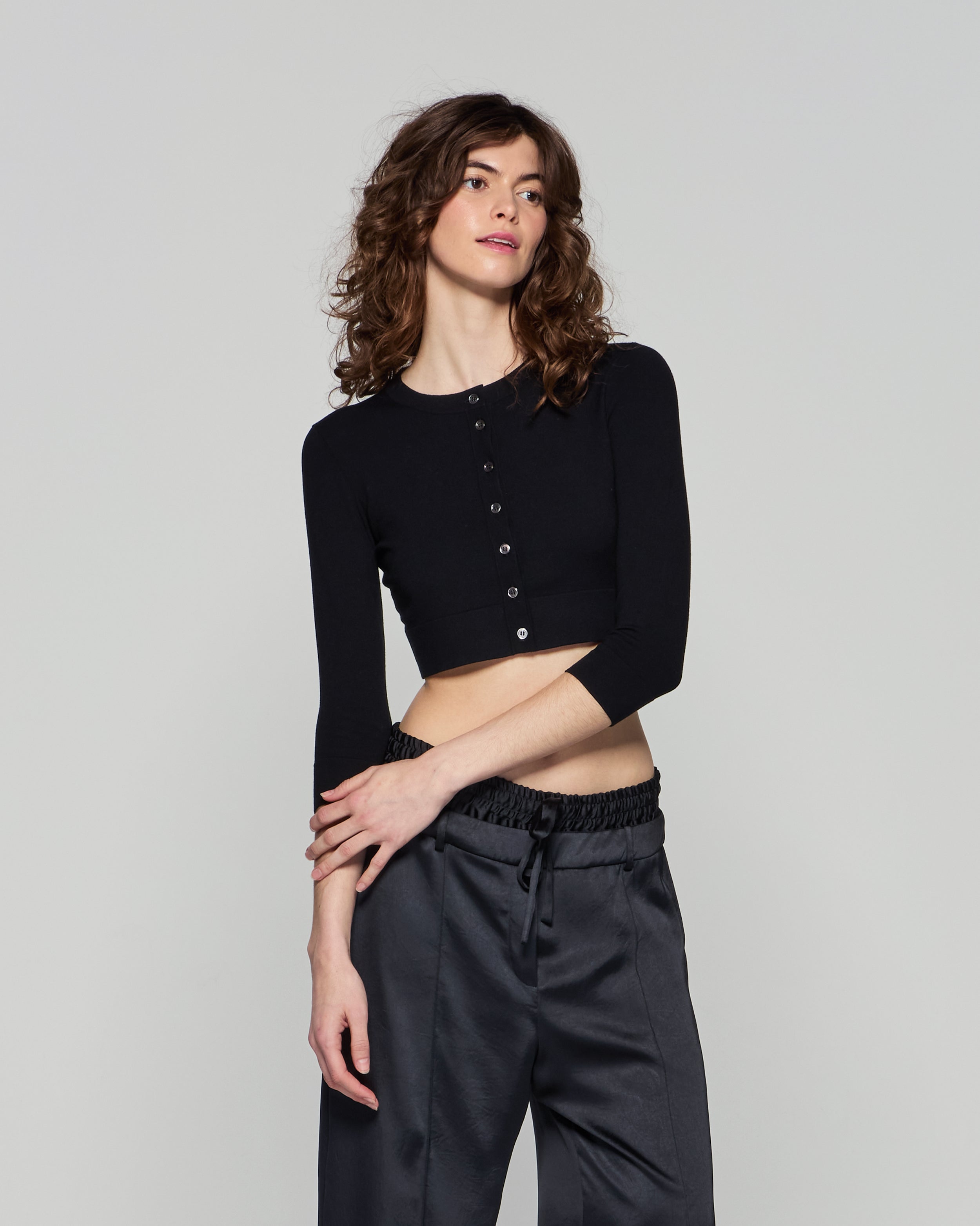 Serena Bute London Fitted Cropped Cardigan Black for Women Ladies SERENA BUTE