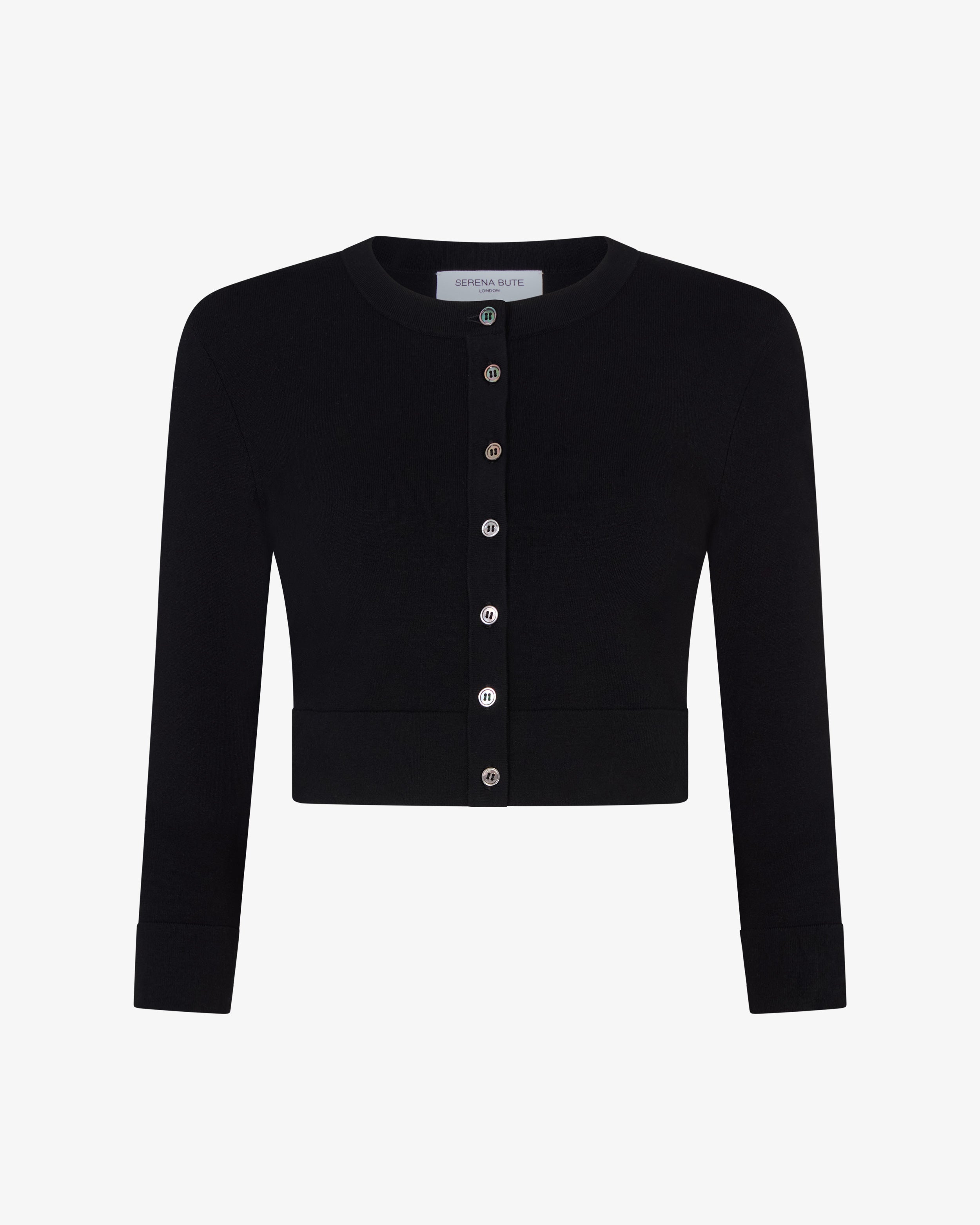 Fitted Cropped Cardigan - Black