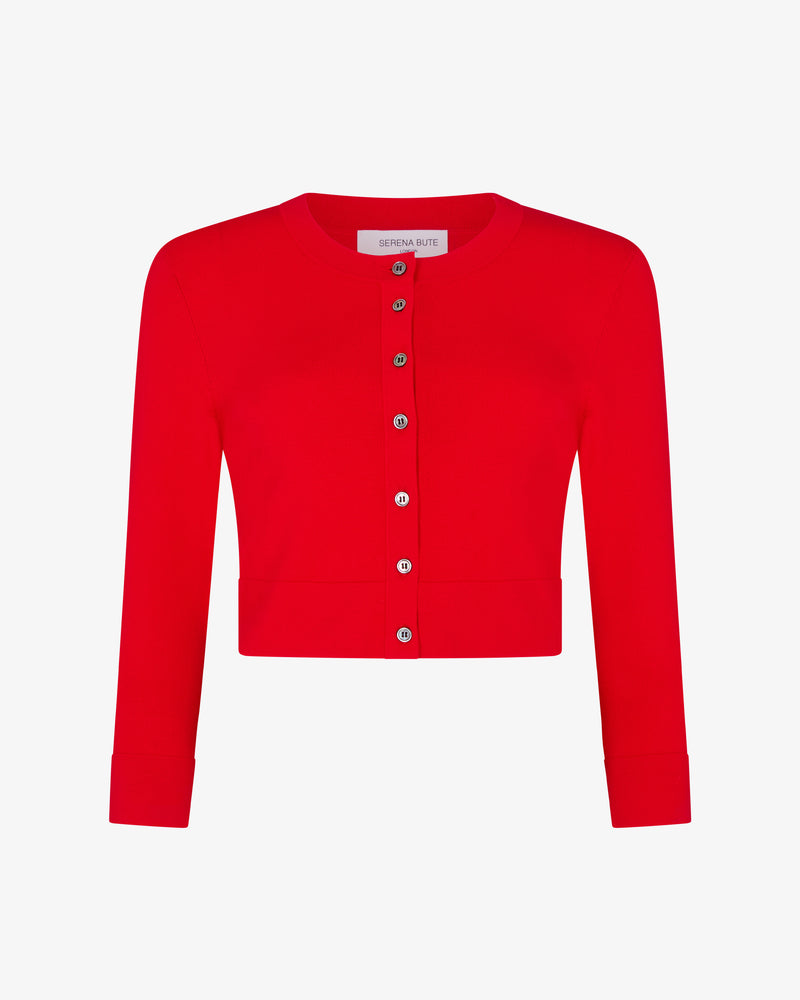 Fitted Cropped Cardigan - Red picture #2