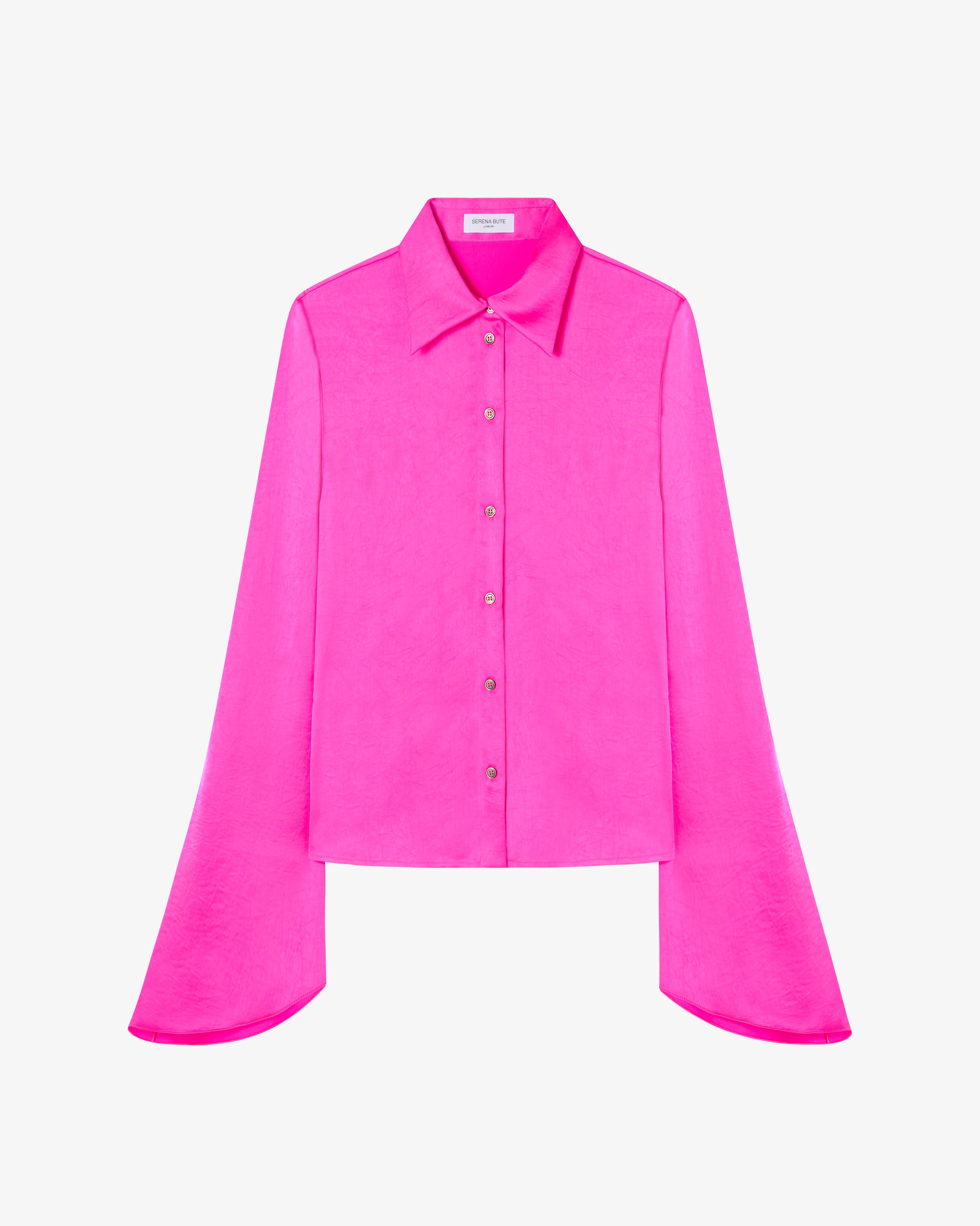 Flared Sleeve Shirt - Bright Pink