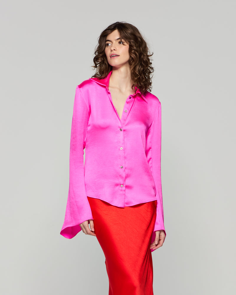 Flared Sleeve Shirt - Bright Pink picture #3