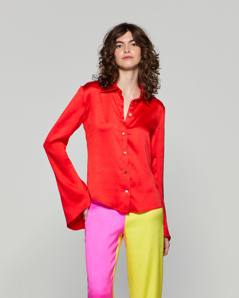 Flared Sleeve Shirt - Bright Red picture #3