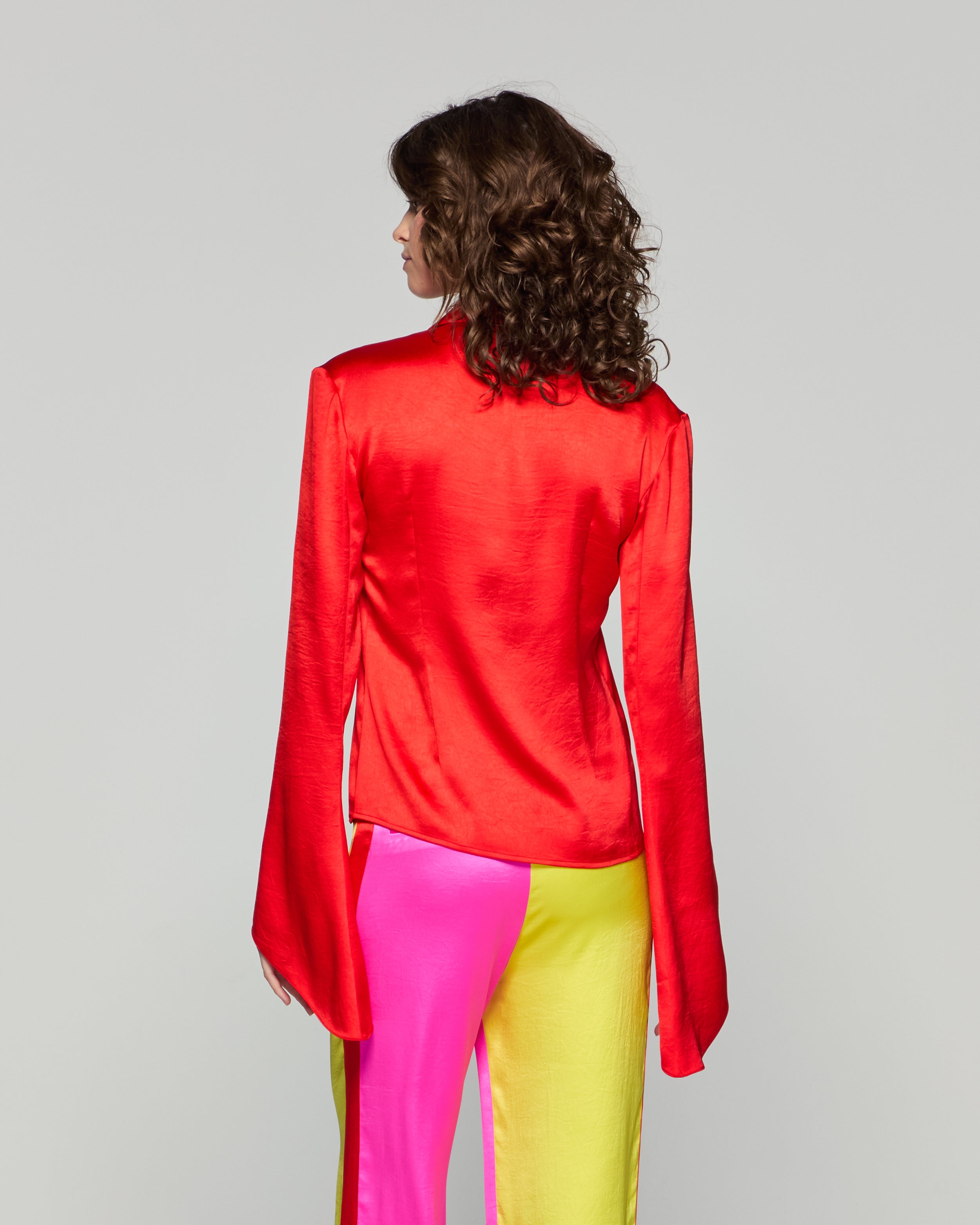 Flared Sleeve Shirt - Bright Red