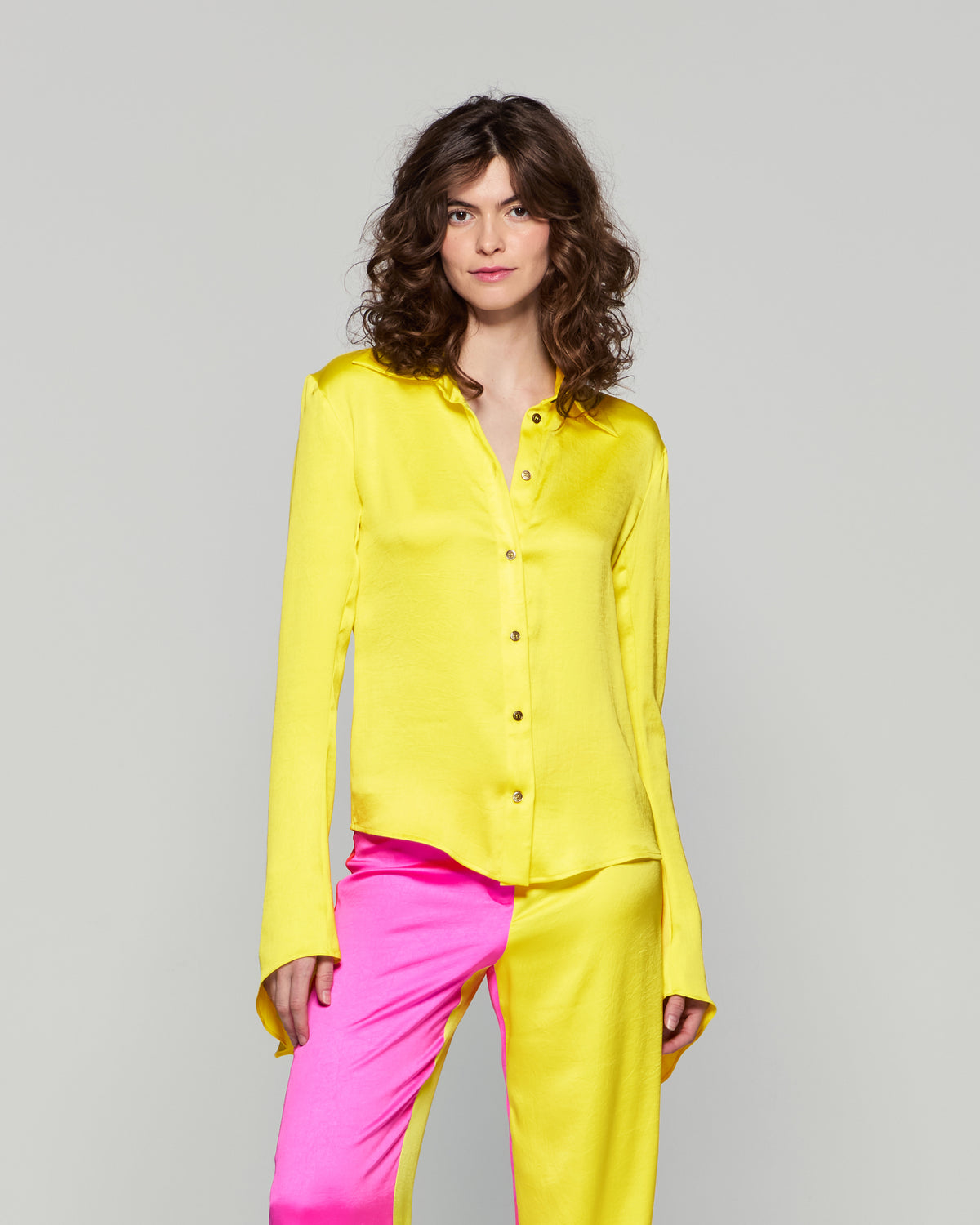 Flared Sleeve Shirt - Bright Yellow