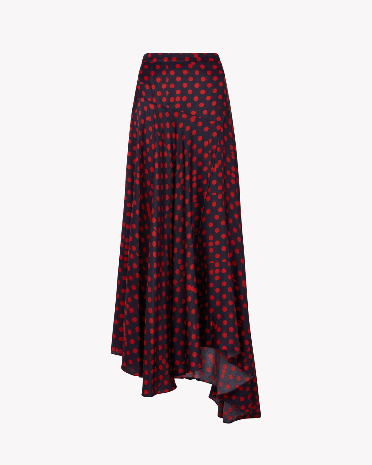Graphic Polka Dot Asymmetric Maxi Skirt - Navy/Red SERENA BUTE