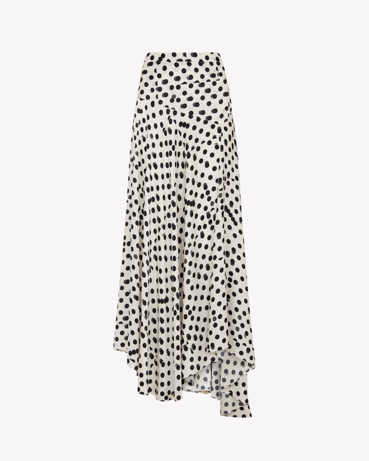 Graphic Polka Dot Asymmetric Maxi Skirt - White/Black SERENA BUTE