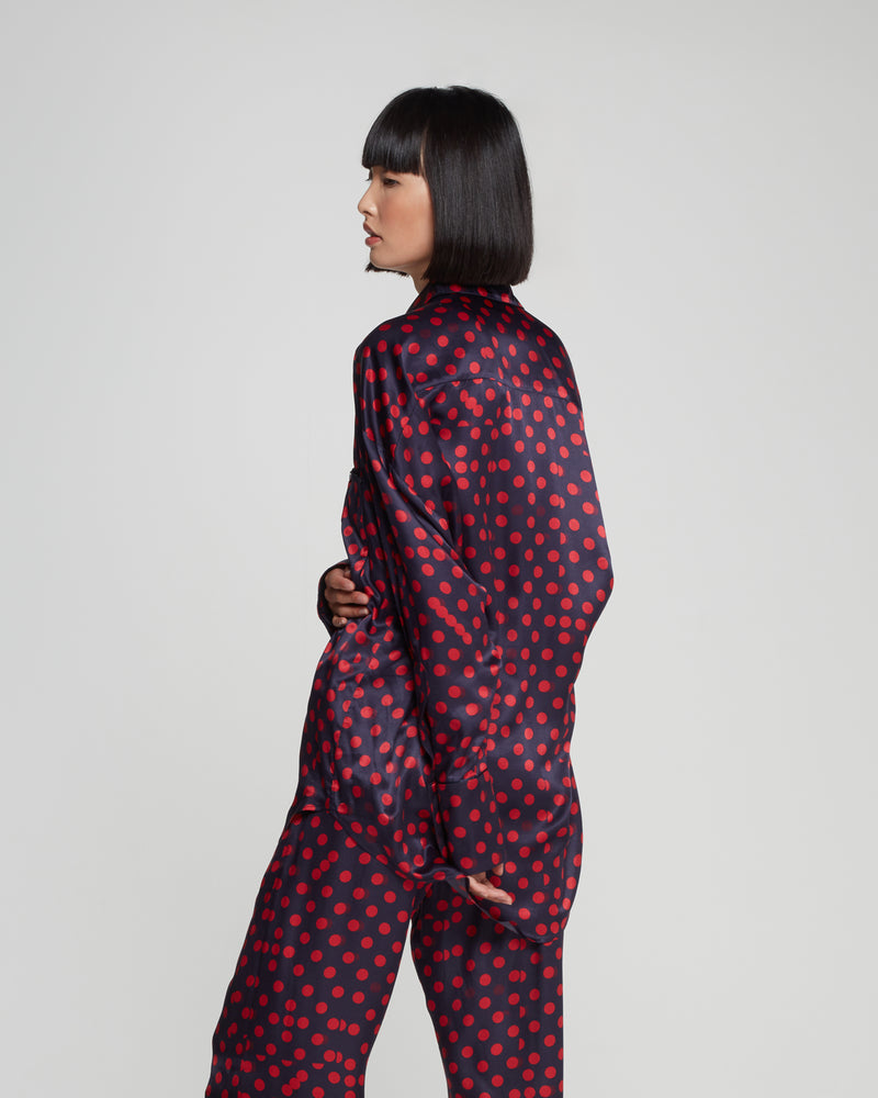 Graphic Polka Dot Oversized Shirt - Navy/Red picture #3