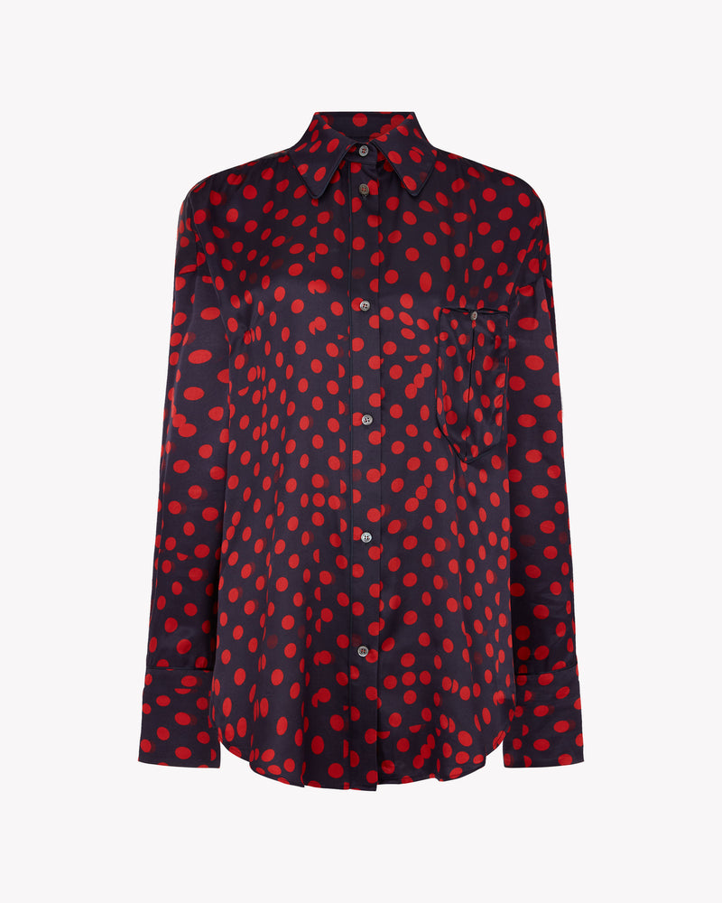 Graphic Polka Dot Oversized Shirt - Navy/Red picture #2